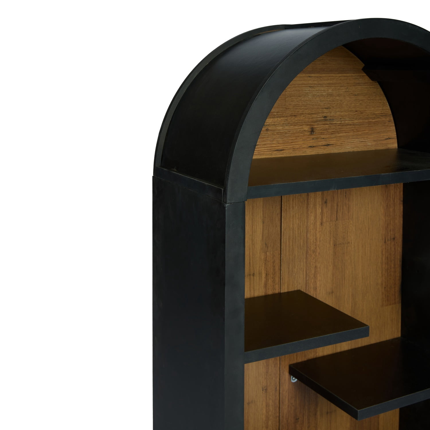 Hommoo 4-Tier Arched Bookshelf, Asymmetrical Open Storage Shelf, Wooden Freestanding Display Shelf for Entryway, Living Room, Bedroom, Hallway, Brown