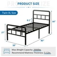 thumbnail image 2 of Lutown-Teen 18 Inch Twin XL Metal Bed Frame with Headboard and Footboard, Heavy Duty Platform, No Box Spring Needed, Easy Assembly, Black, 2 of 7