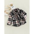 thumbnail image 3 of Bagilaanoe Toddler Baby Boy Girl Jacket Plaid Long Sleeve Single-Breasted Shacket Coat with Pockets 6M 12M 18M 24M 3T 4T Kids Fall Casual Outwear, 3 of 8