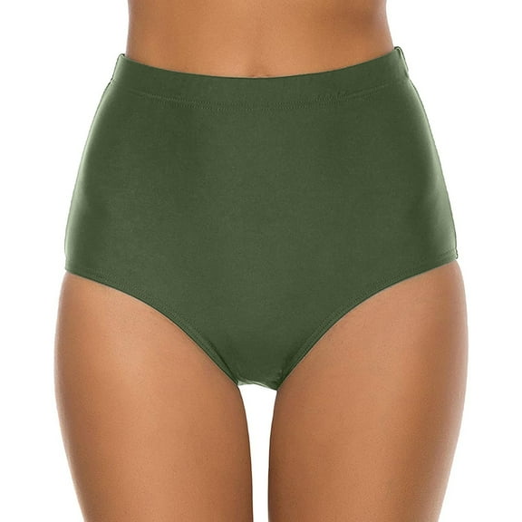 Prolriy Swim Shorts Women Running Women Beach Briefs Waist High Swim Bottom for Shorts Bikini Bottoms Shorts Ruched Swimwears Tankinis Set Shorts for Women Army Green L
