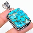 thumbnail image 2 of Natural Copper Blue Turquoise Gemstone 925 Sterling Silver Pendant 2.01", 2 of 2
