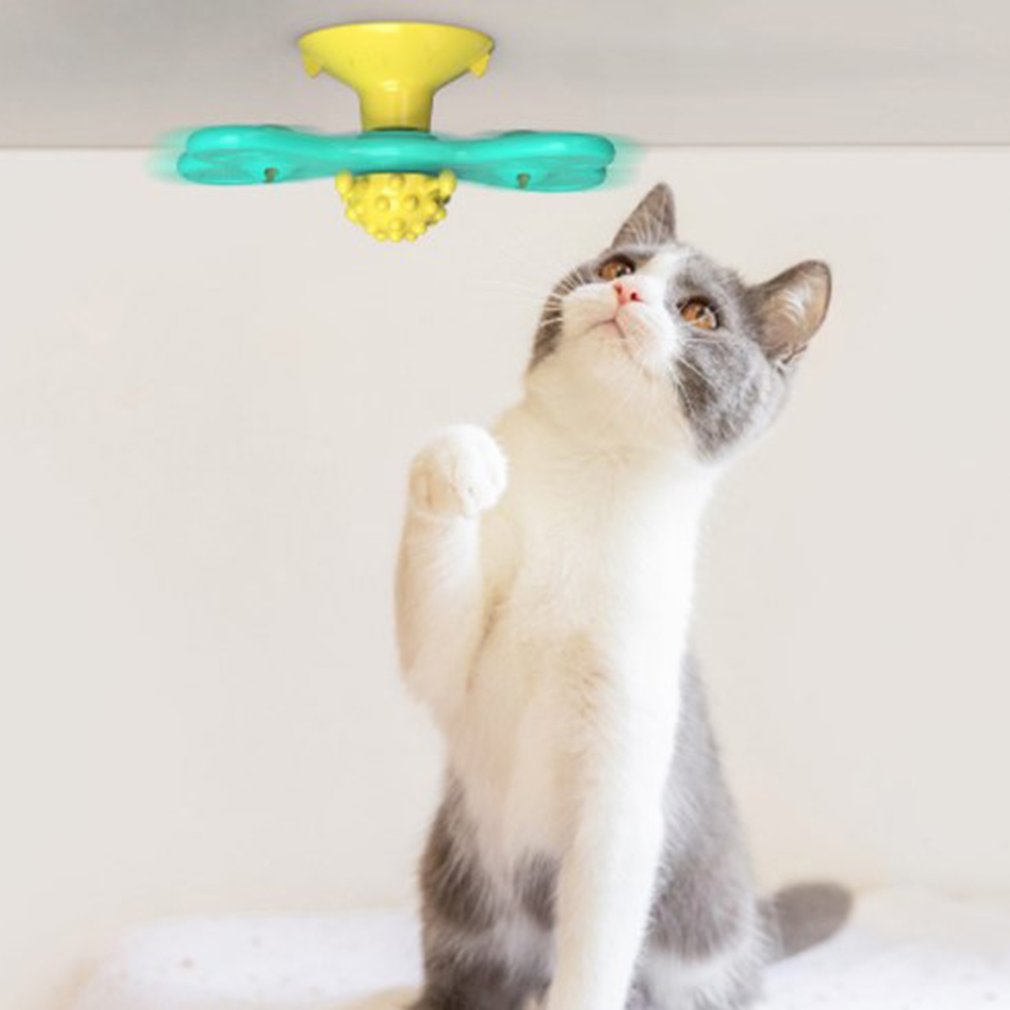 Cat Toy Butterfly Turning Windmill Cat Turntable Toy Funny With Catnip