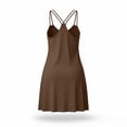 thumbnail image 6 of yoeyez Double Strap Nightgown for Women V Neck Racerback Mini Dress Flowy Soft Stretchy Sleep Dress Casual Loose Loungewear Brown,M, 6 of 9