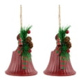 thumbnail image 4 of Northlight Bells with Pine Sprigs and Bow Christmas Ornaments- 7" - Red - Set of 2, 4 of 8