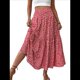 thumbnail image 2 of Falda Midi de Cintura Alta Elástica para Mujer, Informal, de Verano, , con Volantes, Estampado Floral, Corte A. Cártamo XL, 2 of 8