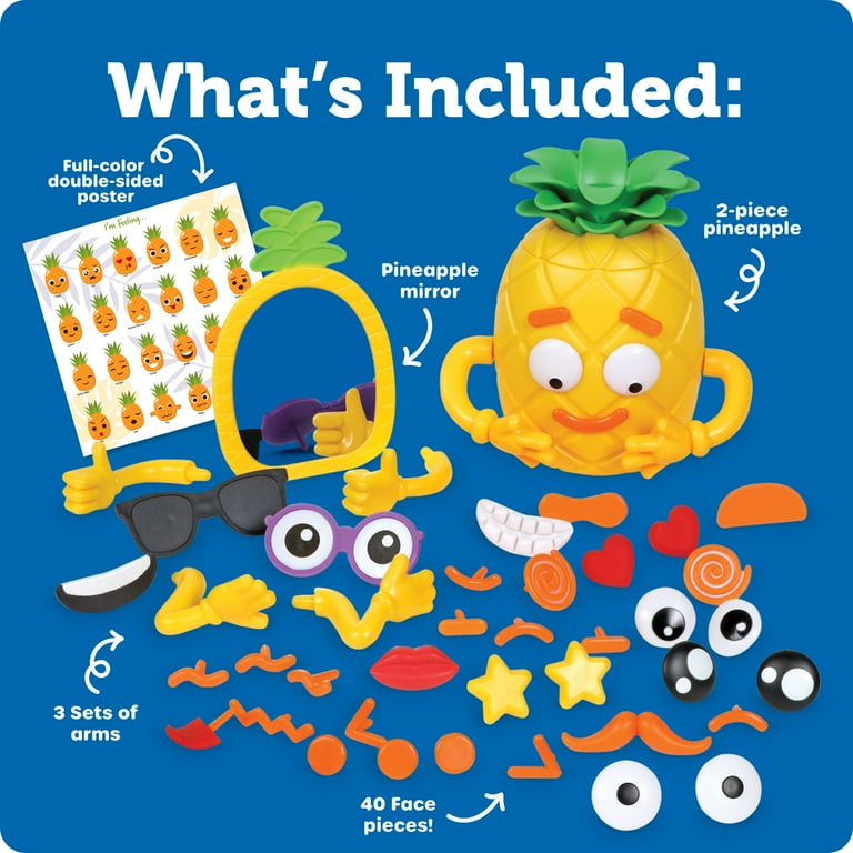 Learning Resources Ananas-emotieset – Luxe uitvoering, sociaal-emotioneel speelgoed voor peuters, zintuiglijk speelgoed voor autistische kinderen, oefenen met uitdrukken, therapiematerialen, 3