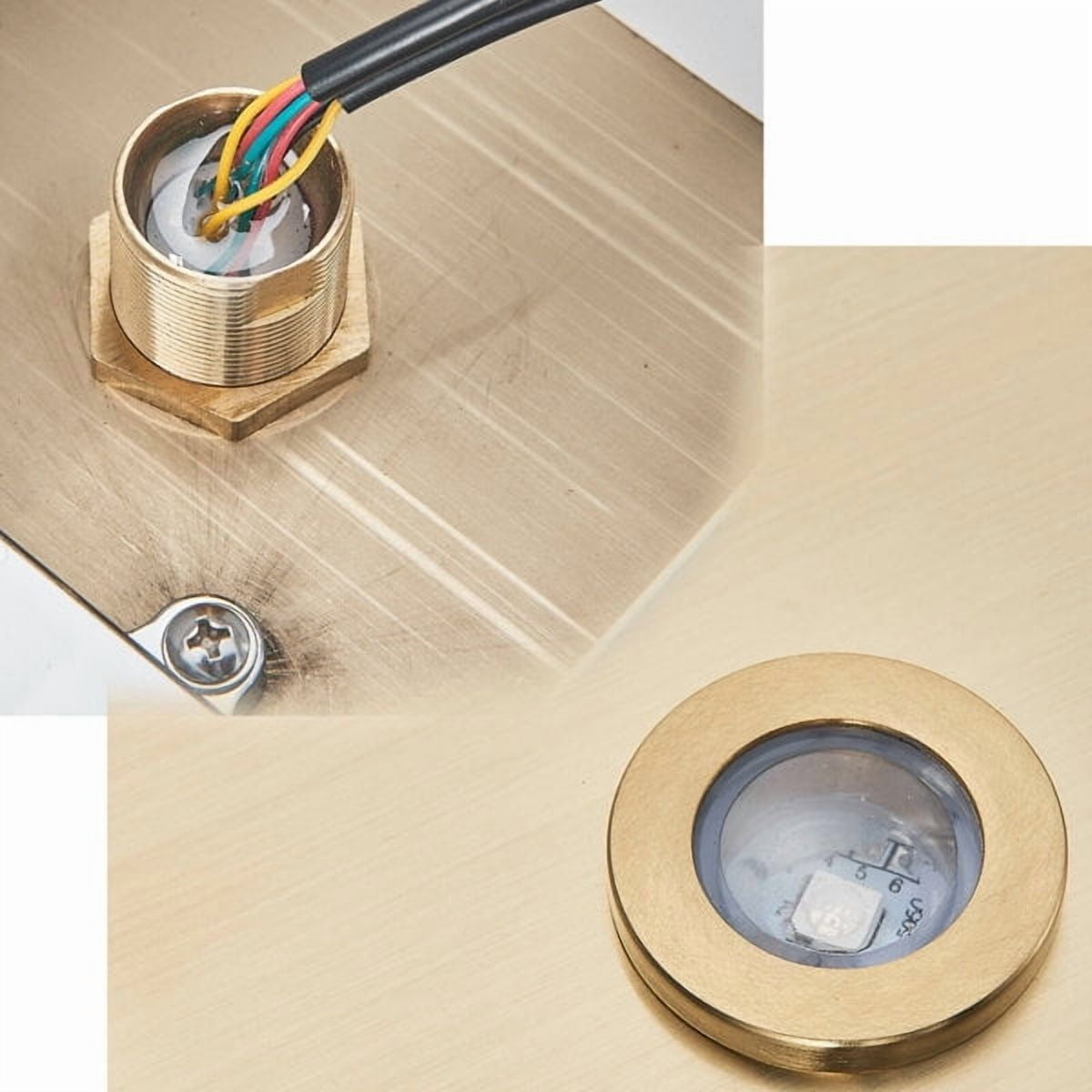Color Changing LED Shower Head High Pressure Rain Remote Control Brushed Gold