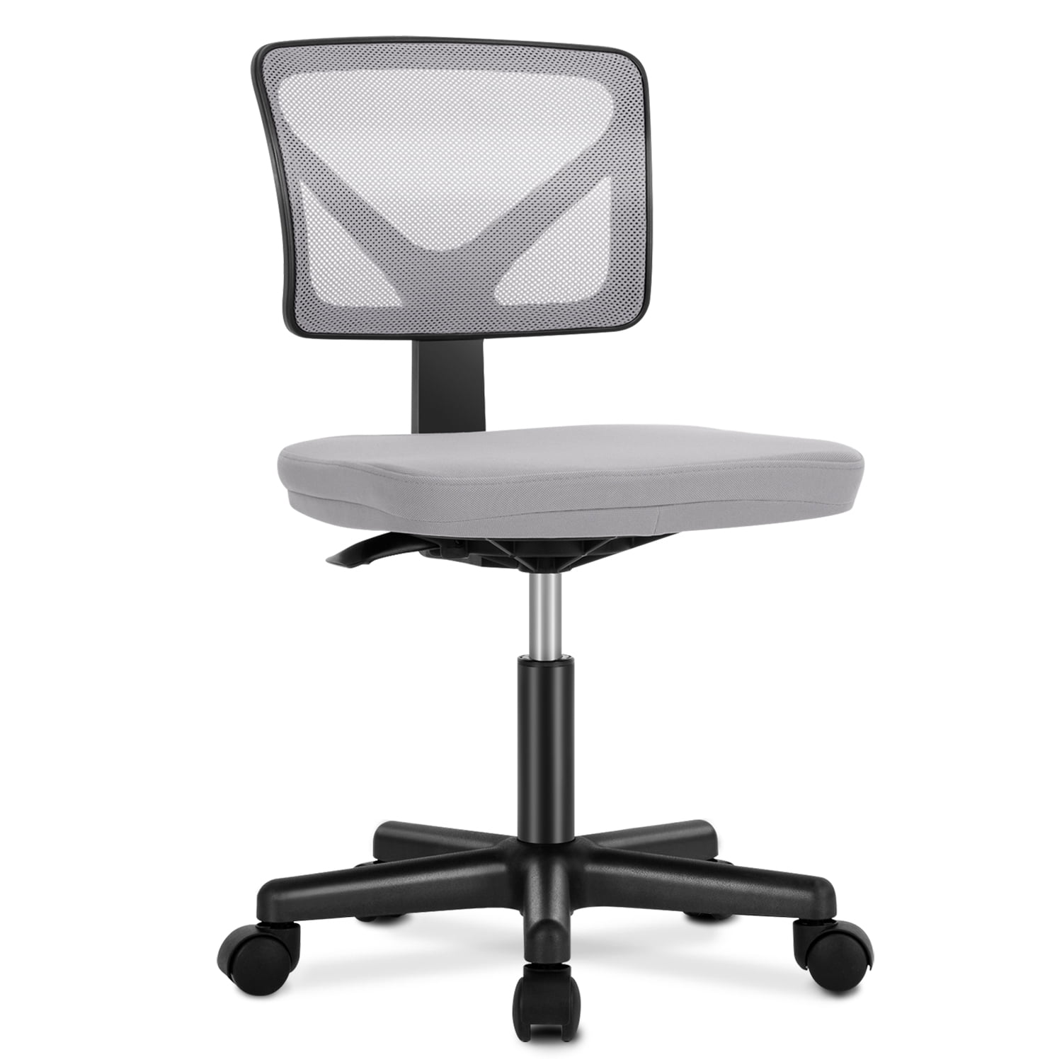 MAYEERTY Home Office Desk Chair, Armless Mesh Computer Chair Small Space Swivel Adjustable Low Back Task Chair for Teens/Adults, Gray