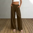 thumbnail image 3 of Wide Leg Trousers Women Lightweight Ruched Elastic Waist Comfy Pants with Pockets Summer Loose Pants for Women, 3 of 8