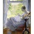thumbnail image 2 of Melchers, Gari 12x14 Black Ornate Wood Framed with Double Matting Museum Art Print Titled - Young Woman Sewing, 2 of 4
