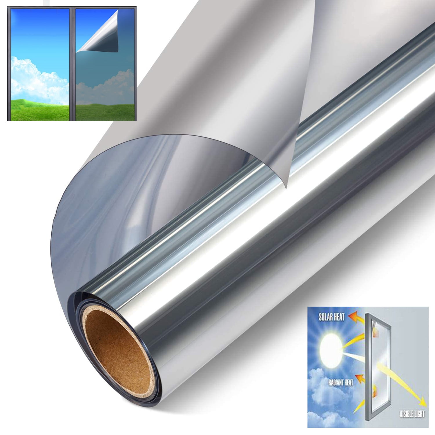 Window Tint Film One Way Mirror for Privacy Car Home Glass Solar UV Protection 