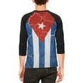 thumbnail image 2 of Distressed Cuban Flag Mens Raglan T Shirt White-Black X-LG, 2 of 2