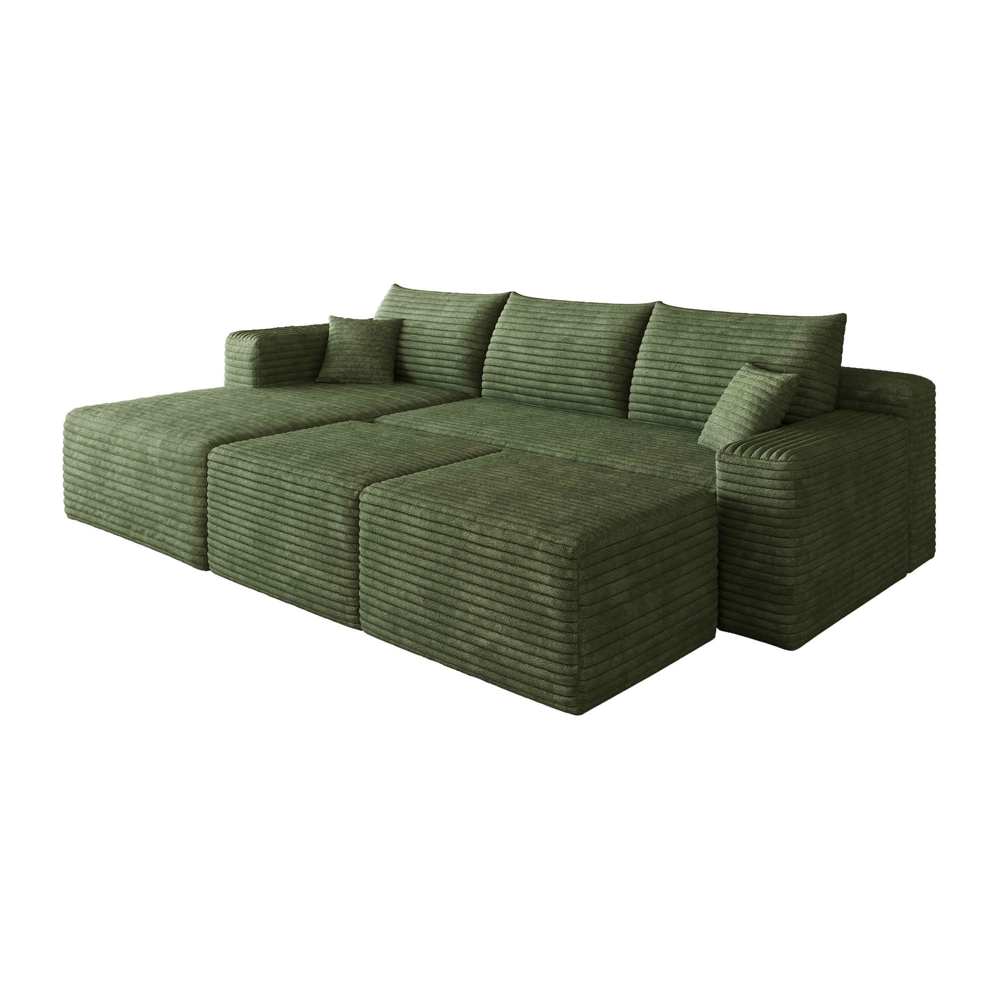 MAYEERTY 95 Inch U‑Shaped Cloud Sectional Sofa with 2 Ottomans, Modern Deep‑Seat Corner Couch, Plush Corduroy Reversible Sofa, No‑Assembly for Living Room Bedroom Apartment