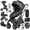 Eggshell Design-Black, variant on Baby Stroller High Landscape Pram & Lightweight Pushchair Travel Systems with Reversible Bassinet for Newborns and Toddlers,Unisex(Black)