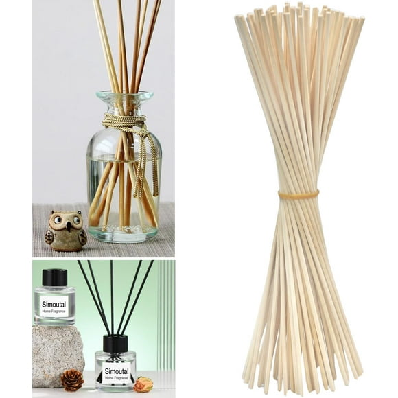 Simoutal Reed Diffuser Sticks 50pcs, Wood Rattan Reed Sticks, Replacement Refill Sticks Essential Oil Aroma Diffuser Sticks (10.2 inch, Natural)