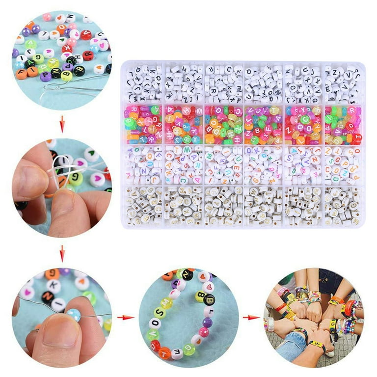 1200pcs Alphabet Letter Beads Set Loose Bead for Crafts Bracelets, Size: Large