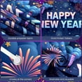 thumbnail image 4 of Colorful Happy New Year Banner Festive New Year Display 3D Letters Fireworks New Year Backdrop for New Year Party Holiday Celebration Indoor Decoration, 4 of 9