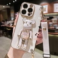thumbnail image 1 of Funda de teléfono con correa y soporte de oso de arena movediza para iphone 14, 12 Pro Max, MiNi, 11, 13 Pro, X, XS, XR, 6 S, 7, 8 Plus, SE Fivean unisex, 1 of 2