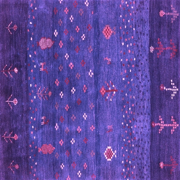 Ahgly Company Indoor Square Abstract Purple Contemporary Area Rugs, 4' Square