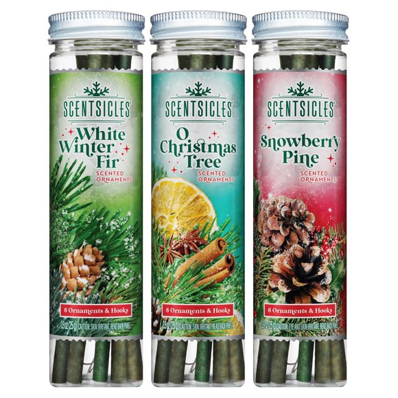 Ornements Parfumés Scentsicles Sapin d'Hiver Blanc, O Sapin de Noël et Pin Snowberry