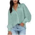 thumbnail image 1 of Soki Chemises Boutonnées pour Femmes Manches Longues Lanterne Blouses de Travail Col Rabattu, 1 of 7