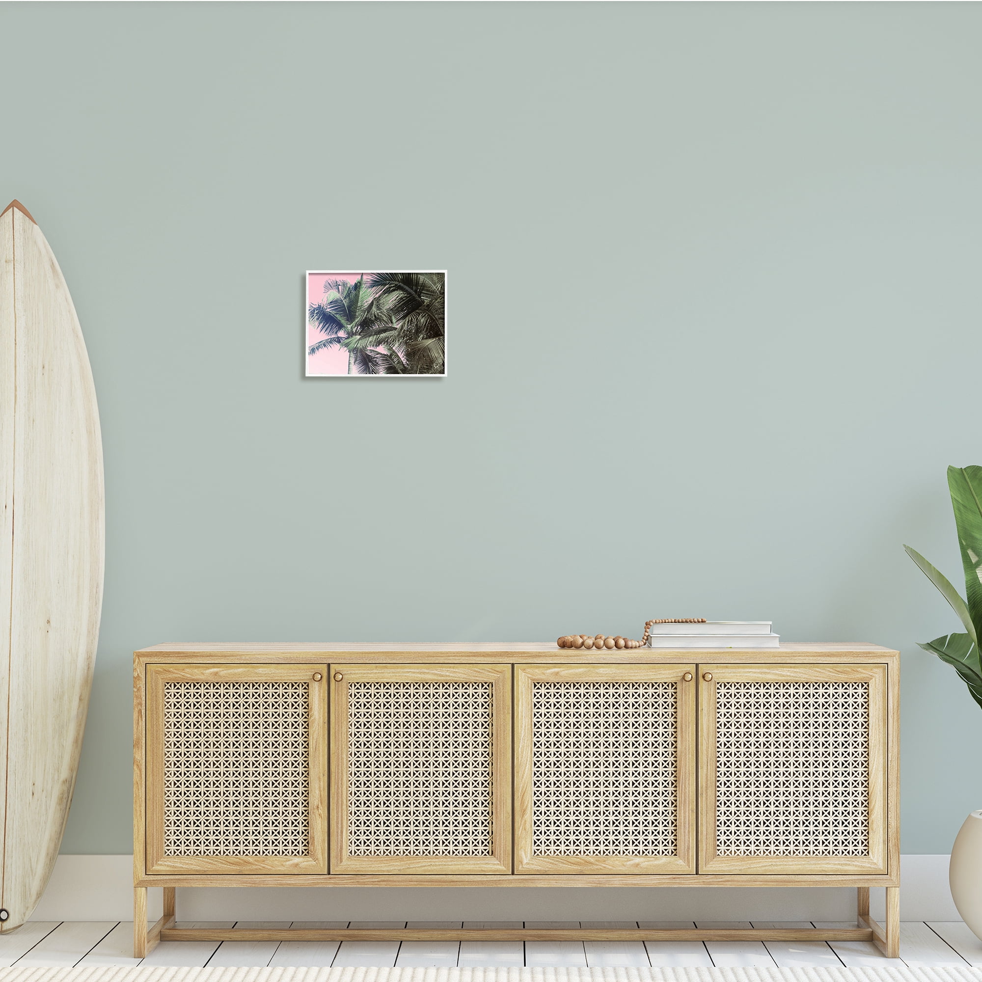 Stupell Indtries Tropical Palm Tree Fronds Layered Tall Trees Pink,14 x 11,Design by Kathy Mansfield