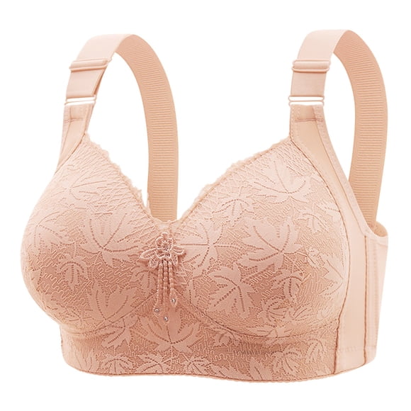 Plus Size Bras for Women Sawvnm Women's Breathable Large Size Adjustable Lace Bra With Side Folding Beautiful Back Shoulder Straps Push Up Wire Free Everyday Full Coverage Comfortable Underwear Bras