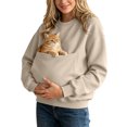 thumbnail image 5 of COMVALUE Cat Pouch Hoodie Pet Carrier Hoodies Women Oversized Kangaroo Pocket Lightweight Sweatshirts for Carriering Dogs (Beige, XL), 5 of 6