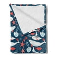 thumbnail image 2 of Narwhal Soft Flannel Fleece Throw Blanket, Arctic Ocean Fauna School of Fish and Jellyfish Sketch, Cozy Plush for Indoor and Outdoor Use, 70" x 90", Royal Blue Baby Blue, by Ambesonne, 2 of 5
