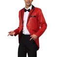 thumbnail image 4 of CHAQUETA TUXEDO DE COLA DE PAVO REAL PARA HOMBRES CON LENTEJUELAS INSPIRADORAS, TRAJE BRILLANTE PARA FIESTAS, ROJO M, 4 of 6