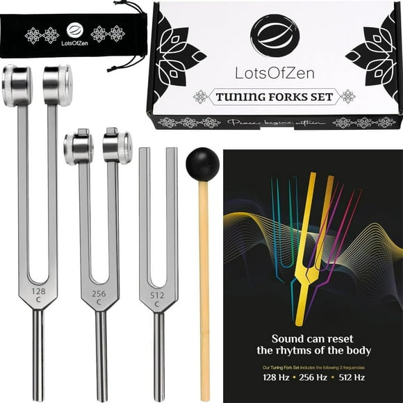 Set de diapasones LOTS OF ZEN for Healing (128 Hz, 256 Hz, 512 Hz)