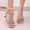 Silver, variant on Women's Comfortable High Heel Sandals Crystal Flower Applique Low Curved Heel Elastic Ankle Strap Plus Size Silver 41