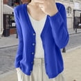 thumbnail image 2 of COMVALUE Women's Cardigans Lightweight Button Up Fall Long Sleeve Cardigan Sweater Solid Color V Neck Knitted Tops (Blue, XXL), 2 of 5