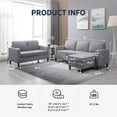 thumbnail image 3 of ijuicy Sectional Sofa Set,2PCS Living Room Furniture Couch Sets with Movable Storage Ottoman,Include Sofa&Loveseat, Light Gray, 3 of 8