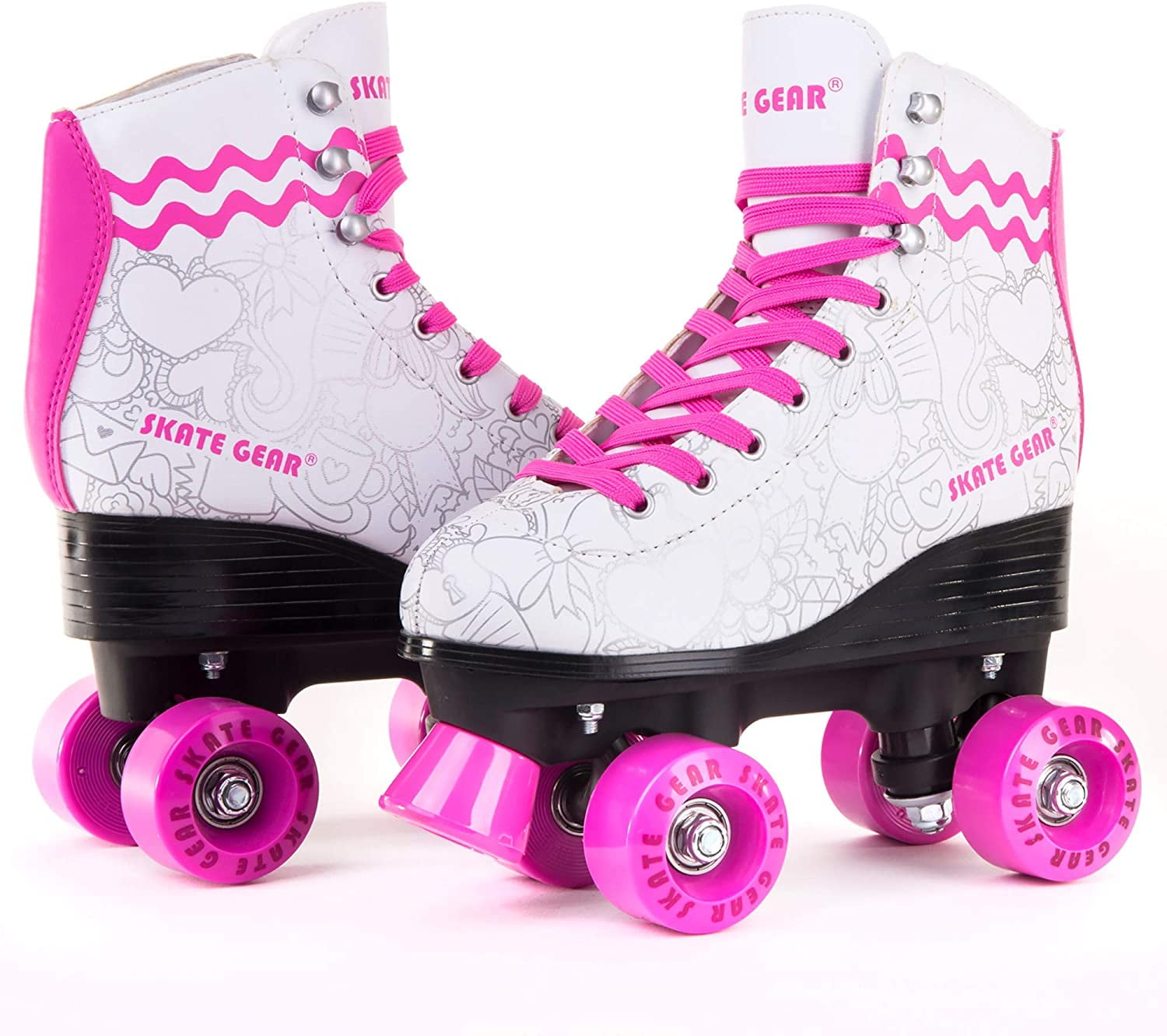 Skate Gear Retro Quad Roller Skates with Structured Boot 