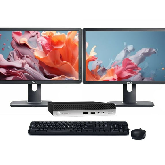 Restored Windows 11 HP ProDesk Micro PC | Hexa-Core i7 8th gen CPU | 16GB RAM | 1TB SSD | Dual 22" LCD's | (Refurbished)