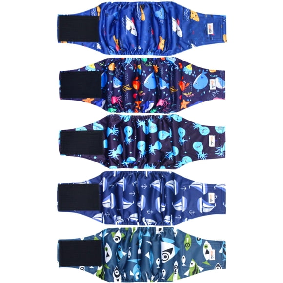 Pañales para perros Grecle, bandas para ombligo reutilizables para hombre, paquete de 5