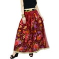 thumbnail image 3 of Bimba Women Long Maxi Pleated Reversible Skirt Floral Print Boho Casual Skirts, 3 of 8