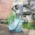 thumbnail image 2 of Homestyles 22 in. Bronze Patina Classic Mermaid Sitting on Coastal Rock Looking Out to Sea Beach Nautical Extra Large Statue, 2 of 8