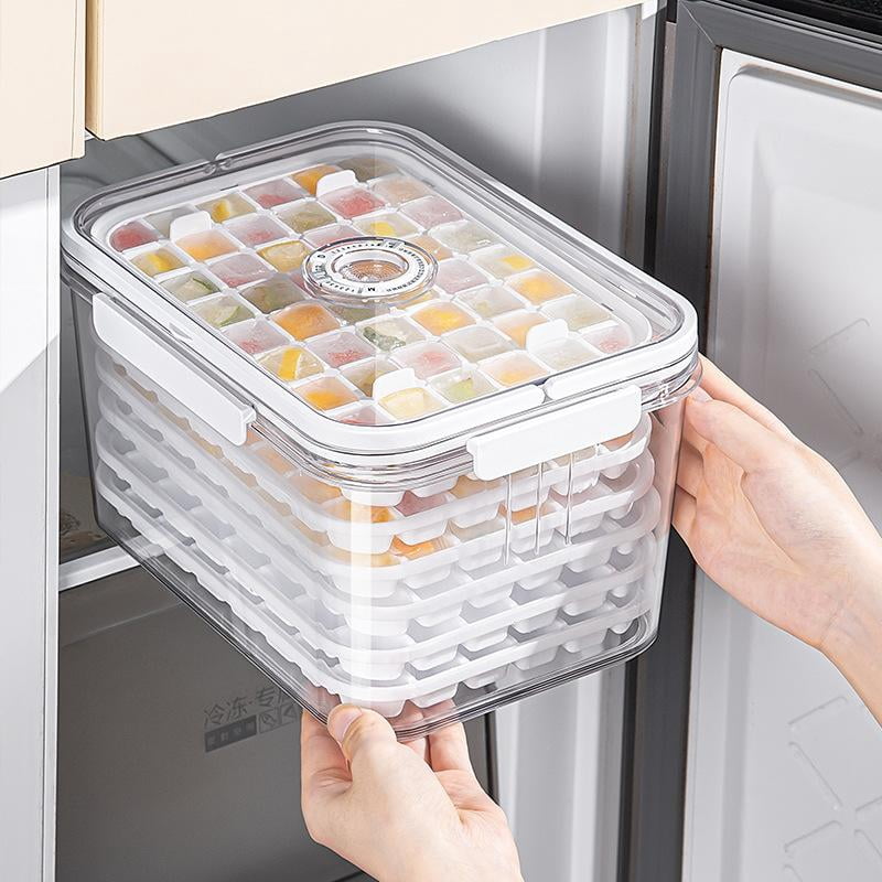 Ice Cube Tray with Lid and Storage Bin ice cube trays for freezer BPA-Free Silicone reusable ice cubes maker with containers large molds