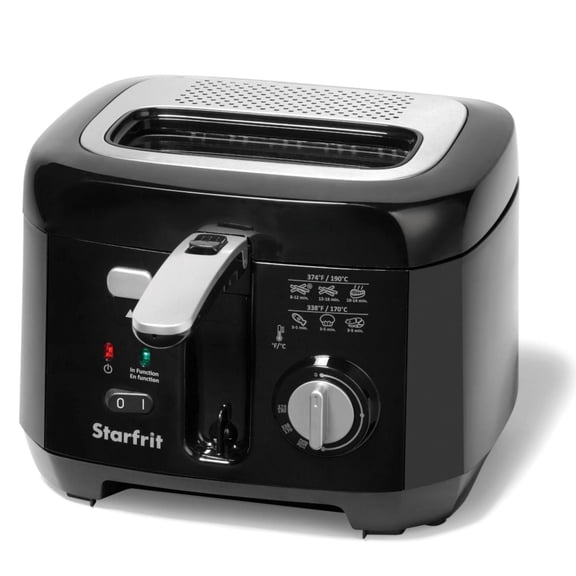 Starfrit 2.5L Oil Fryer with Removable Ceramic Bowl - Adjustable Temperature Control - Magnetic Power Socket and Large Viewing Window