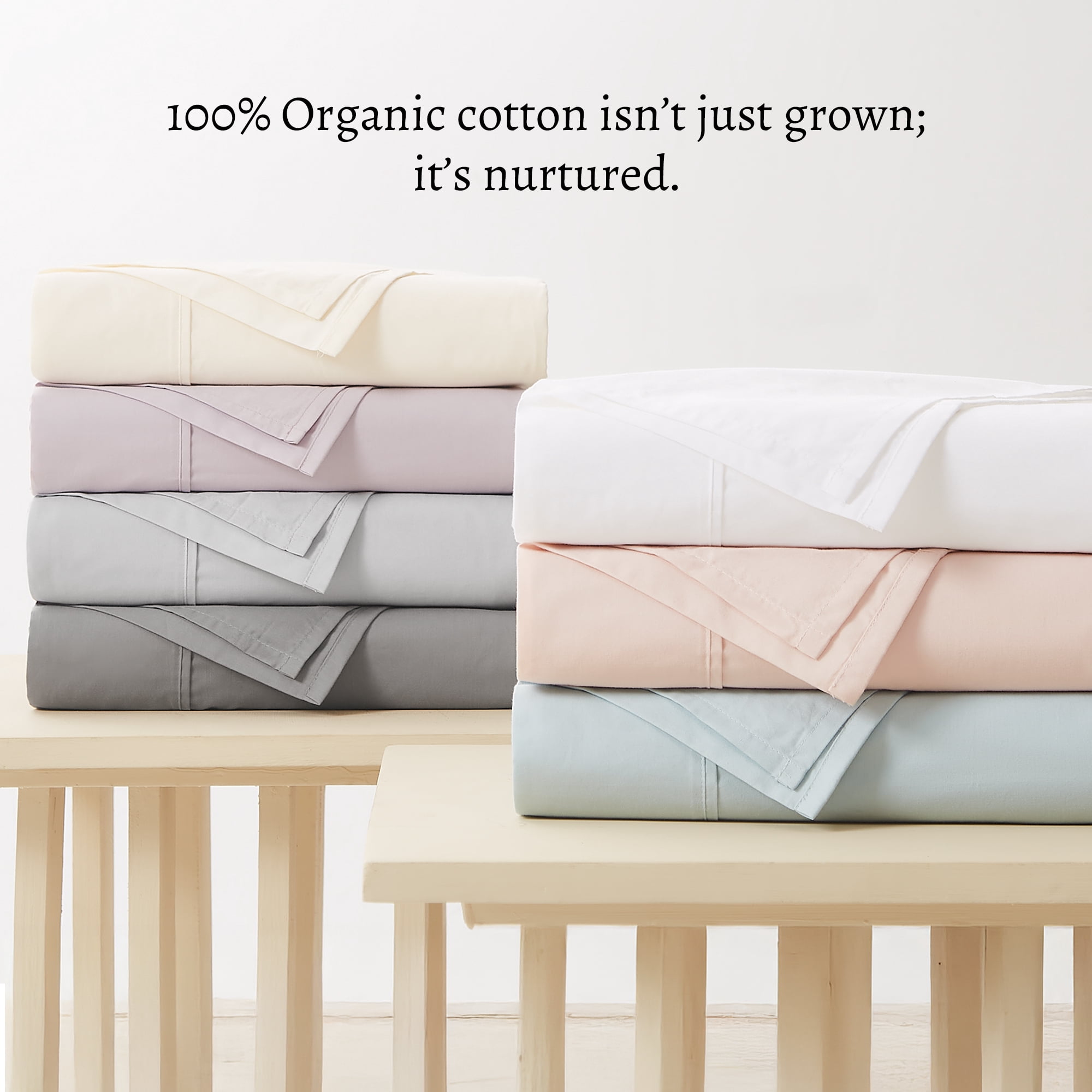 Purity Home 3-Piece 100% Organic Cotton Percale Bed Sheet Set, Cool & Crisp Bedding, Soft & Breathable, Lightweight, Eco-Friendly, Twin-XL, Arctic White