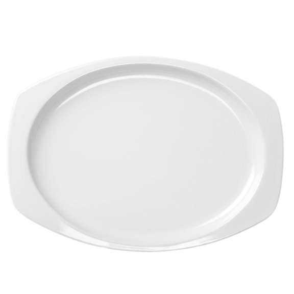 Excellante Nustone White Melamine Dinnerware Collection 12.5 inch x 9 inch, Rectangular Platter, Comes in Dozen