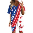 thumbnail image 2 of SOOMLON 4th of July Outfits for Women Plus Size V Neck Short Sleeve T Shirt Leggings Shorts 2 Piece Matching Outfit, 2 of 6