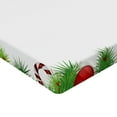 thumbnail image 2 of Ambesonne Christmas Fitted Sheet, Pine Red Bows, Full Size, Green Red White, 2 of 3