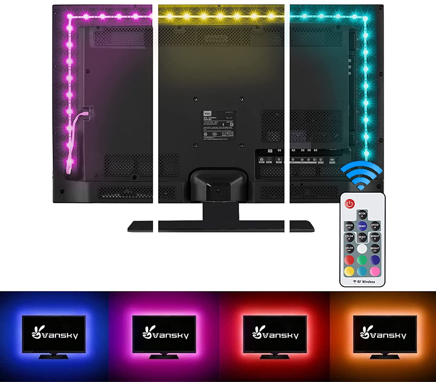 USB LED Strip TV Backlight Bias RGB Strip Lights for 40 to 60 Inch HDTV SU245 