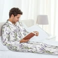 thumbnail image 6 of Picia Lavender Flowers Pattern Men’s Long-Sleeve Sleepwear Set - Soft 2-Piece Loungewear with Pockets, Comfy PJs for Relaxing Nights-Medium, 6 of 7