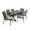 Gray/Black, variant on GDF Studio Barnwell Outdoor Wicker and Aluminum 7 Piece Dining Set with Cushion, Gray and Black