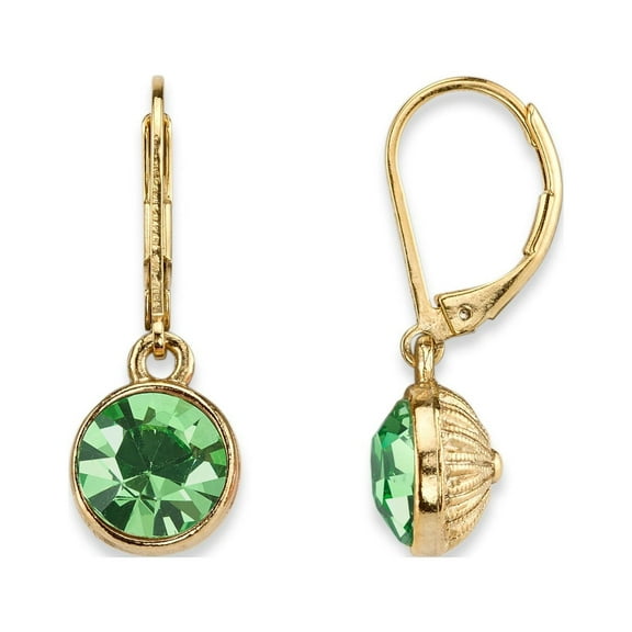 1928 Jewelry "Best Of Times" 14K Gold Dipped Light Green Faceted Drop Earrings