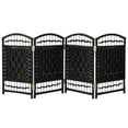 thumbnail image 3 of Red Lantern 2 ft. Short Fiber Weave Folding Screen - Black - 4 Panels, 3 of 7